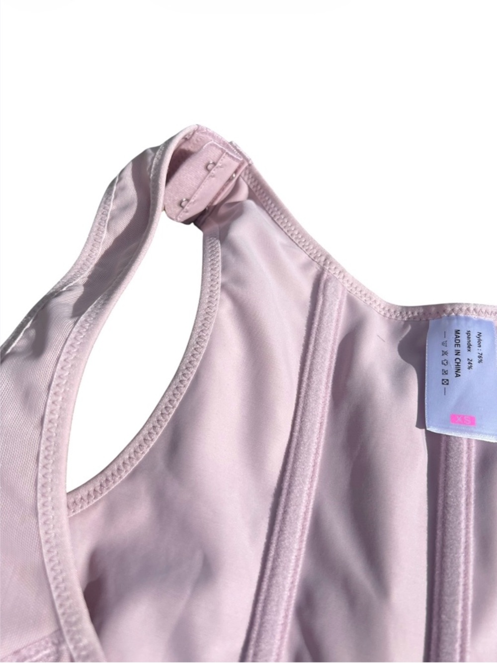 Light Pink Full-Body Shapewear Bodysuit with Front Hook Closure Size XS - Picture 6 of 6